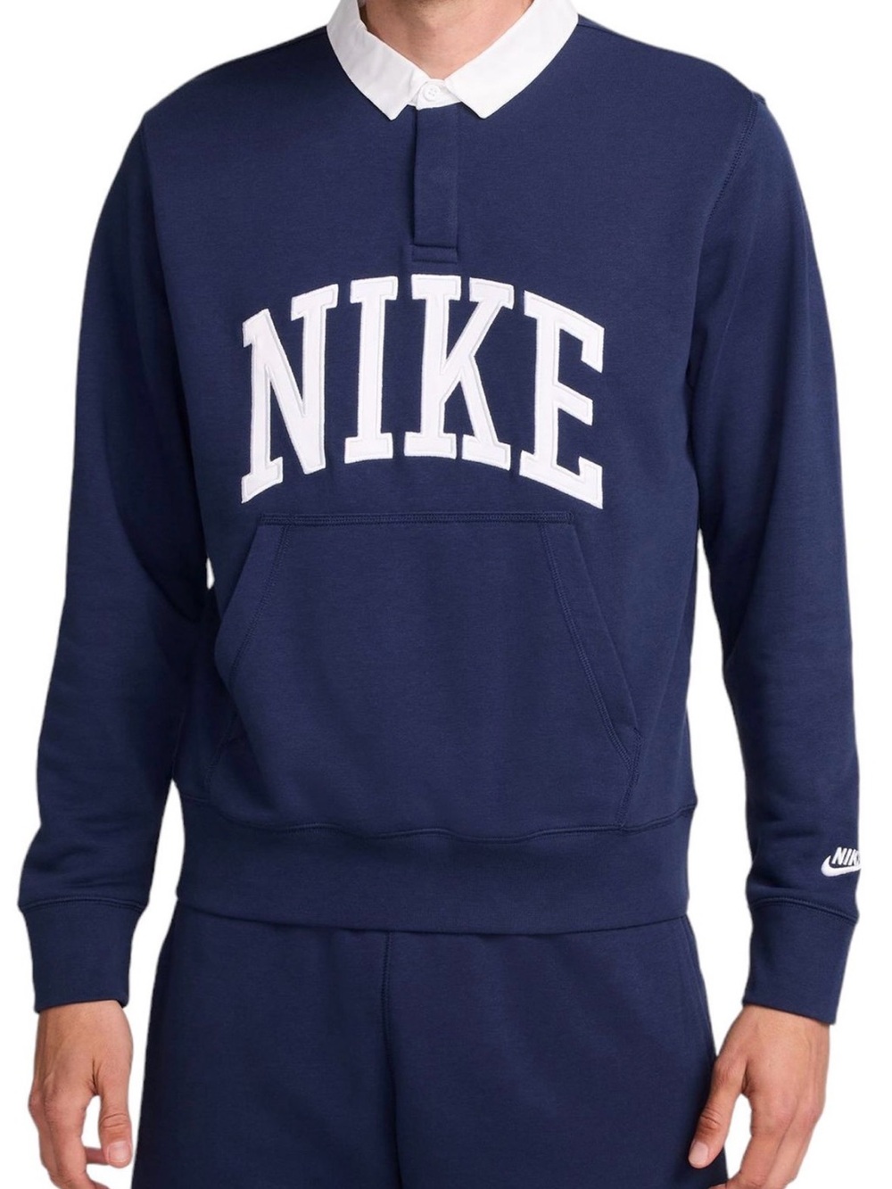 Nike Navy Pullover Sweatshirt with White Collar & Logo